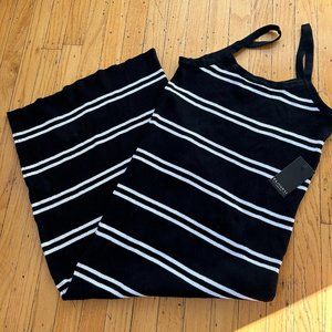 Eloquii Striped RIb Knit tank dress and matching cardigan